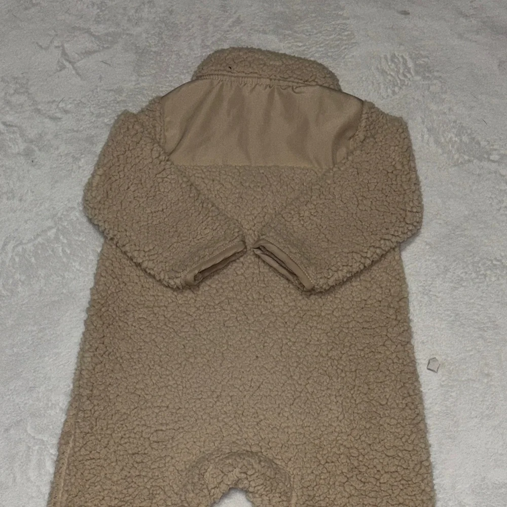Carters Cozy Taupe Sherpa Baby One-Piece Romper - Picture 9 of 10